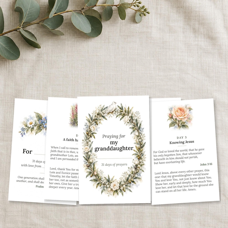 Printable Prayer Cards for Grandchildren, 31 KJV Scripture Cards, 4x6 Instant Download, Granddaughter and Grandson Versions, Grandma Gift image 1