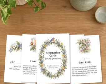 Printable Affirmation Cards for Kids, 31 Cards from Grandma, 4x6 Instant Download, Granddaughter and Grandson Versions, Grandparent Gift
