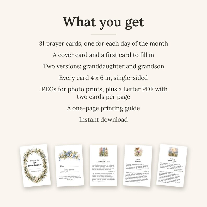 Printable Prayer Cards for Grandchildren, 31 KJV Scripture Cards, 4x6 Instant Download, Granddaughter and Grandson Versions, Grandma Gift image 5
