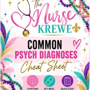 Common Psych Diagnoses Cheat Sheet| Printable PDF