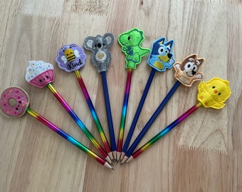 Pencil Topper - bluey bingo dinosaur cupcake donut koala be kind chick