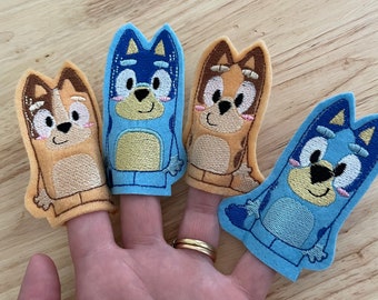 Blue Dog Finger Puppets - Bluey, Bingo, Chilli, Bandit, The Grannies, Muffin & Socks, Honey, Coco, Rusty, Indy, Chloe, Snickers.