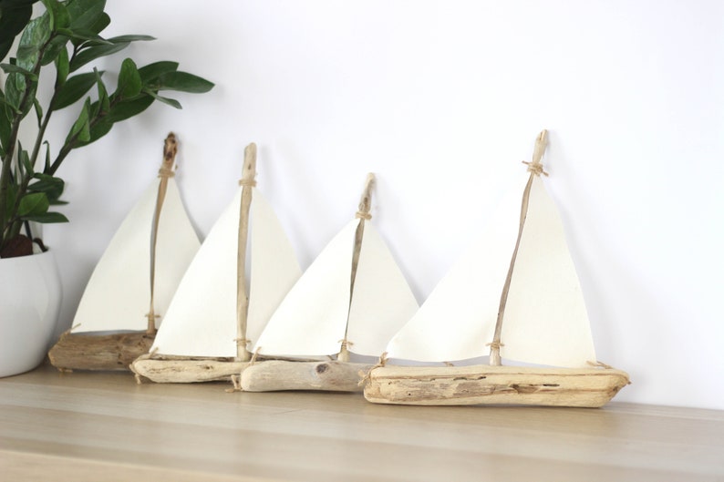 Driftwood Sailboats Pair of 8 Ships Ornaments Nautical Home / Wedding / Office Interior Design Drift Wood Ships Ready to Ship image 10