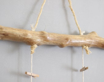 Driftwood Photo Wall Hanging -- 42 cm (16.5") -- Sea Wood with Pegs Photo Hanger -- Wall Decor -- Ready to Ship