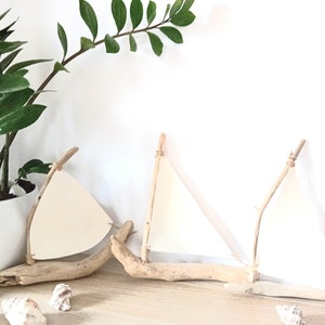 Driftwood Sailboats Pair of 8 Ships Ornaments Nautical Home / Wedding / Office Interior Design Drift Wood Ships Ready to Ship image 6