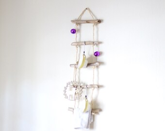 Driftwood Rope Ladder -- 59 cm (23.2") -- Nautical Wall Hanger -- Sea Wood Wall Hanging -- Home / Hotel / Shop Decor -- Ready to Ship