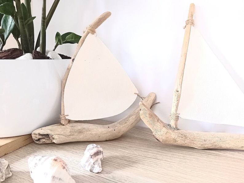 Driftwood Sailboats Pair of 8 Ships Ornaments Nautical Home / Wedding / Office Interior Design Drift Wood Ships Ready to Ship image 8