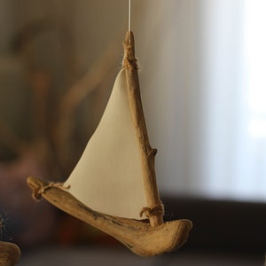 Driftwood Sailboats Mobile Wooden Ships Nautical Nursery Decor Patio / Balcony / Hotel Interior Design Made to Order image 7