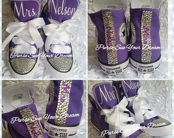 Personalized Custom Bridal Swarovski Crystal Wedding Converse - Swarovski Crystal Wedding Shoes - Swarovski Converse Wedding Shoes