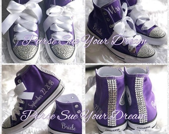 Personalized Custom Swarovski Crystal Wedding Converse - Swarovski Crystal Wedding Shoes - Swarovski Converse Wedding Shoes