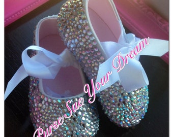 Crystal Rhinestone Infant Size Ballet Shoes  - Swarovski Shoes - Christening/Baptism/Pageant/Wedding Shoes - ADVERTISEMENT Listing Only