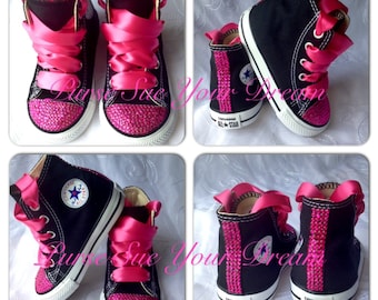 Pink Crystal Rhinestone Custom Converse Shoes - Infant/Toddler/Adult - Pageant Shoes