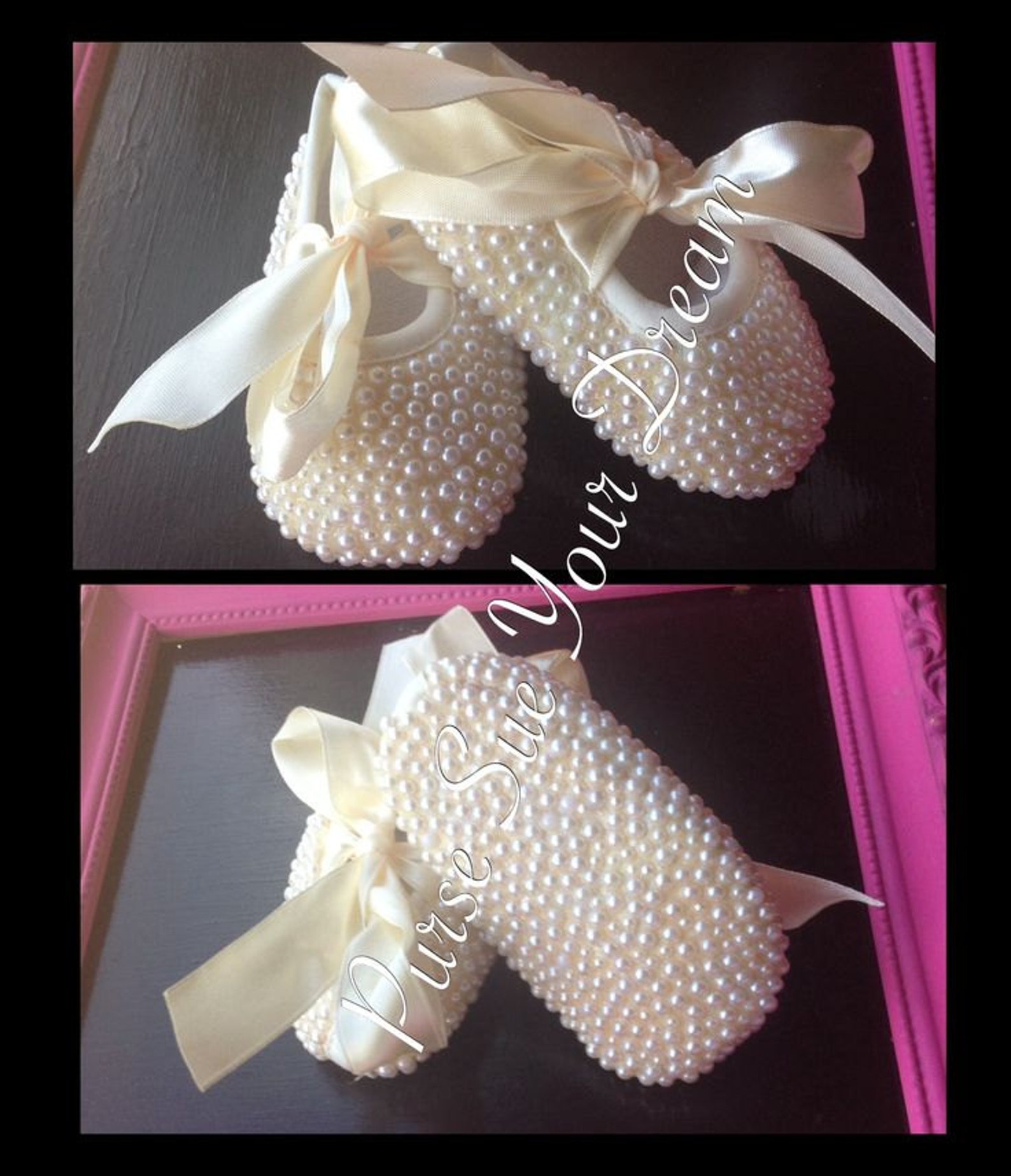 custom pearl designed ballet flats - baptism - baby blessing - wedding shoes - flower girl - christening - custom infant shoes