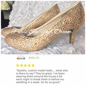 Champagne Color Crystal Rhinestone Bridal Heels Prom/Bridesmaid/Wedding Heel Shoes Swarovski Heels Rhinestone Champagne Pumps image 2