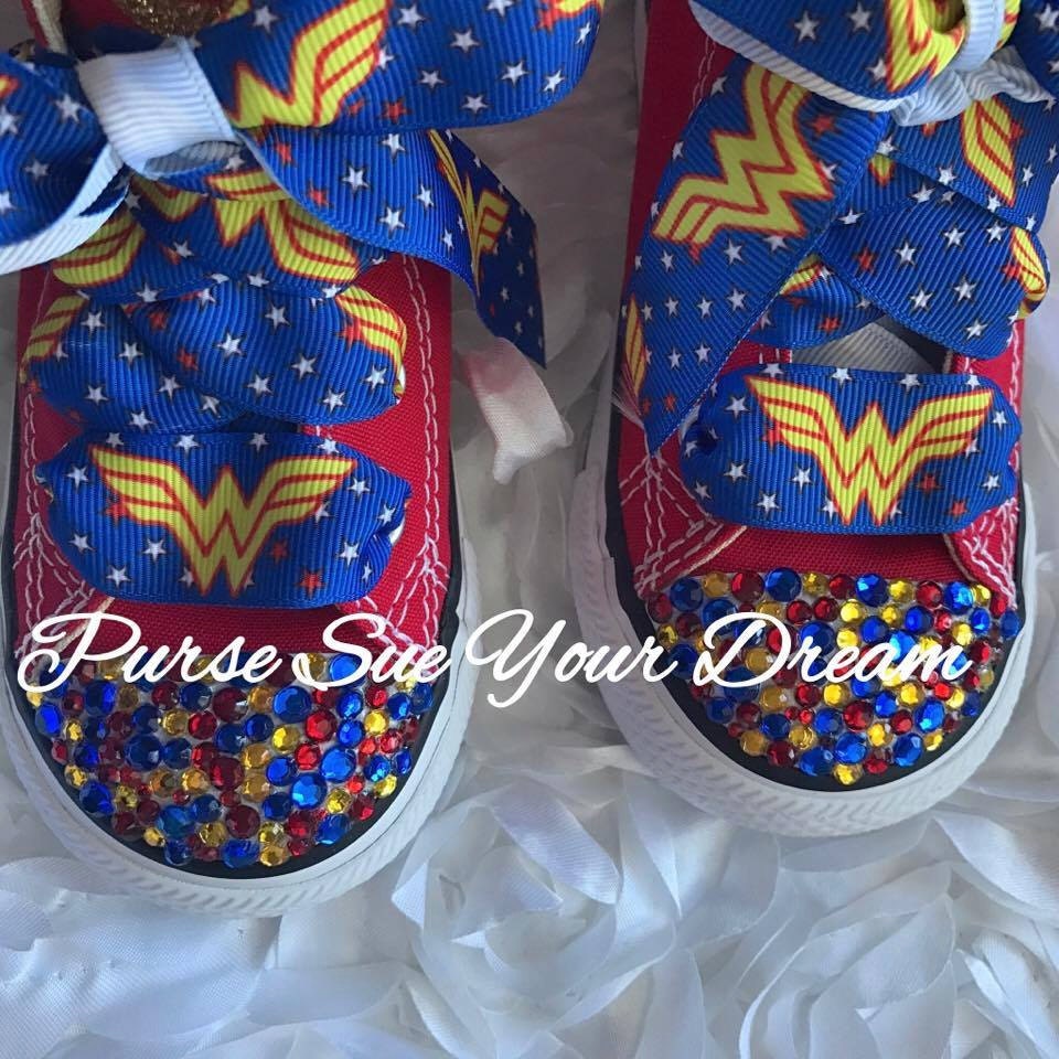 Custom Wonder Woman Themed Converse Shoes Superhero