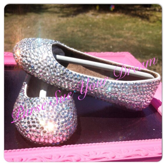 mesh ballet flat with scattered crystals