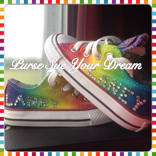 Custom Rainbow Tie Dye Converse - From Infants To Adult Sizes - Tie Dye Shoes - Made To Order- Swarovski Crystal Converse
