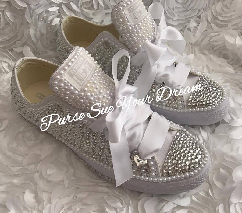 Pearl and Crystal Rhinestone Custom Converse Wedding Shoes - Etsy