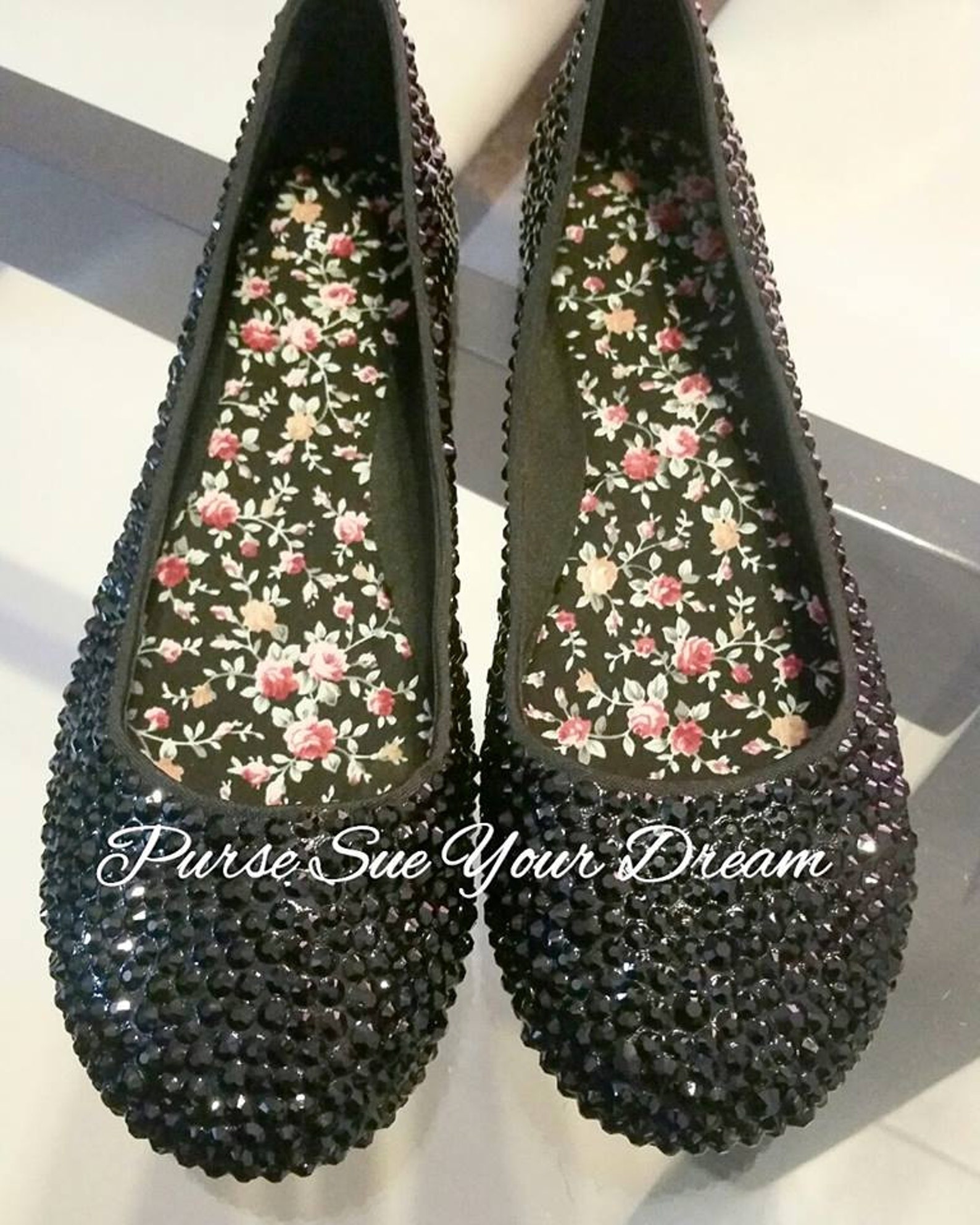 custom jet black swarovski crystal rhinestone ballet flats shoes - wedding flat shoes - swarovski crystal rhinestone shoes