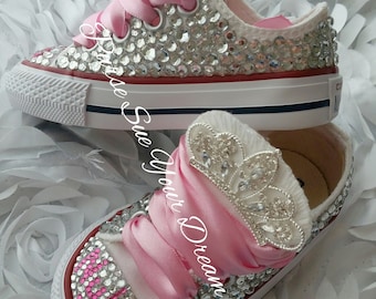 Swarovski Crystal Design Princess Converse Shoes - Bling Shoes - Princess Converse Shoes - Flower Girl Shoes - First Birthday Shoes