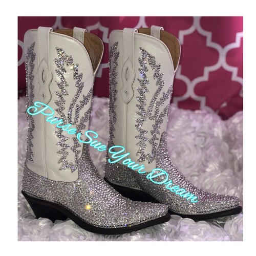 white boots with rhinestones