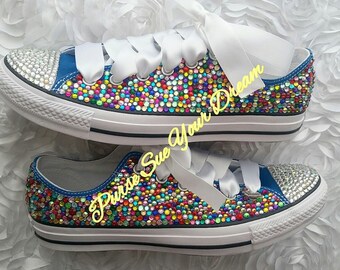 Swarovski Crystal Rhinestone Mulit Color Converse - Wedding Shoes - Pageant Shoes - Custom Converse Shoes - Bridal Shoes - Wedding Converse
