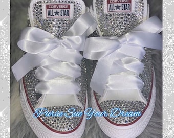 Swarovski Crystal Converse Wedding Shoes - Swarovski Crystal Bridal Shoes - Rhinestone Converse - Bride Shoes - Bat Mitzvah - Quinceanera