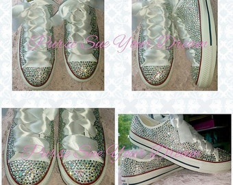 Custom Bridal Converse Wedding Shoes Swarovski Crystal - Etsy