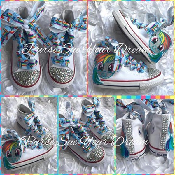 Rainbow Dash Converse - My Little Pony Custom Converse - Swarovski Crystal Shoes - Custom Shoes  - My Little Pony Birthday