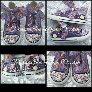 Custom Crystal Rhinestone Sofia The First Themed Converse Shoes - Sofia The First Birthday Party