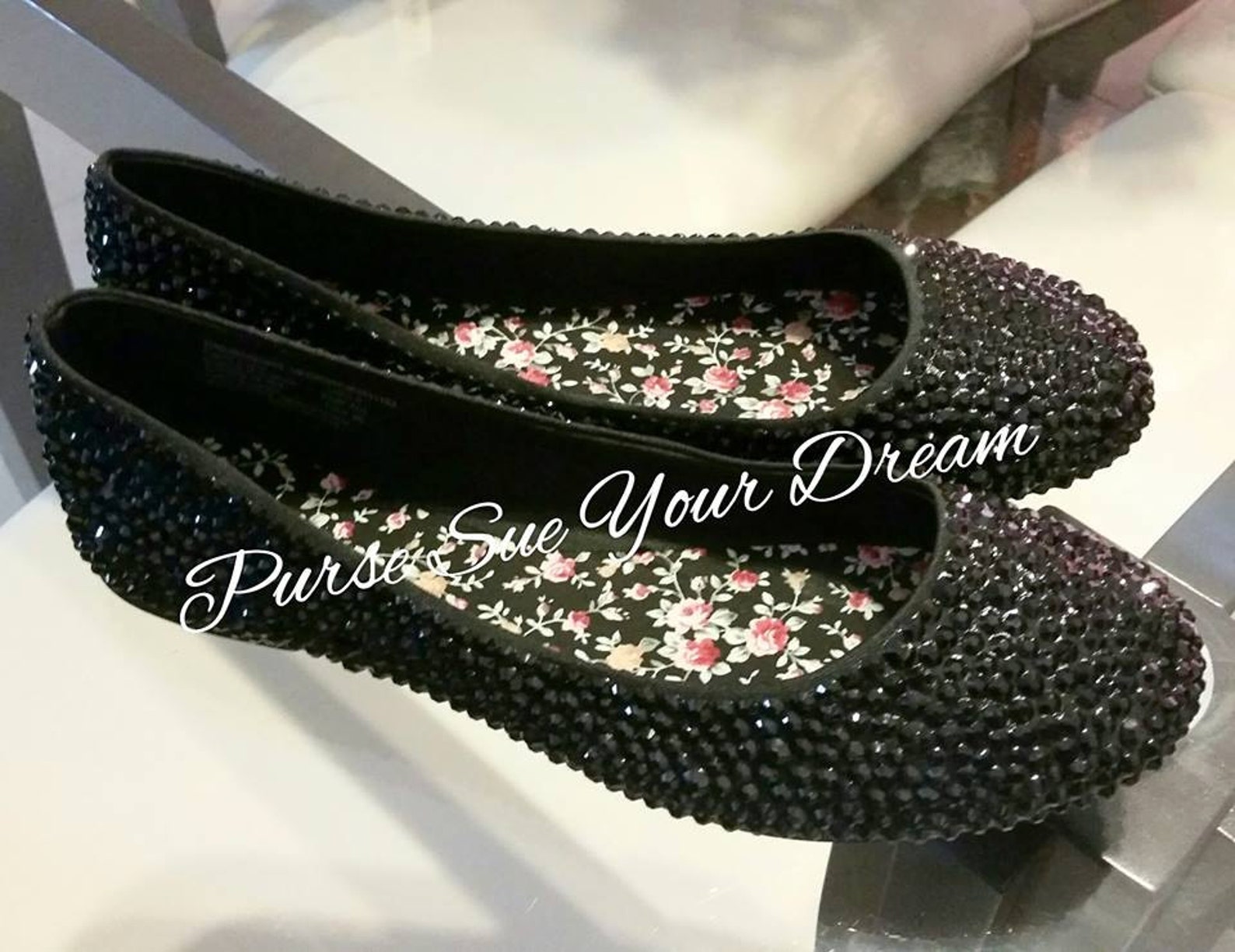 custom jet black swarovski crystal rhinestone ballet flats shoes - wedding flat shoes - swarovski crystal rhinestone shoes
