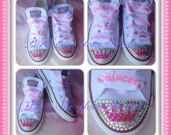 Custom Princess Inspired Crystal Rhinestone Converse Shoes - Princess Birthday - Princess Party - Swarovski Pageant Shoes