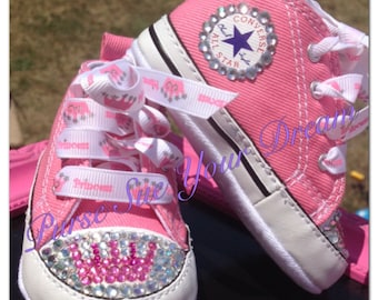 Princess Swarovski Crystal Rhinestone Converse Custom Baby Shoes