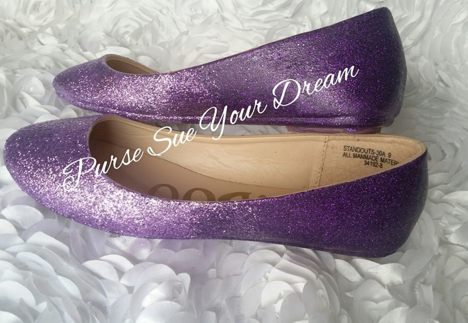 lavender ombre' fade to amethyst purple glitter bridal ballet flat shoes - wedding glitter shoes - wedding ballet flat shoes