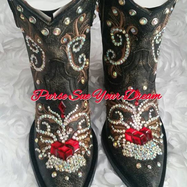 Custom Designed Swarovski Old Gringo Cowboy Boots - Custom Boots - Swarovski Wedding Cowboy Boots - Rhinestone Boots - Swarovski Boots