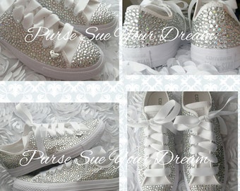 Custom Bridal Converse Wedding Shoes - Swarovski Crystal Wedding Shoes - Rhinestone Converse - Bride Shoes - Swarovski Converse