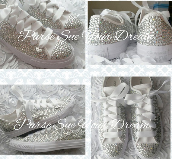 Custom Bridal Converse Wedding Shoes Swarovski Crystal | Etsy