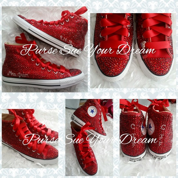 red bedazzled converse