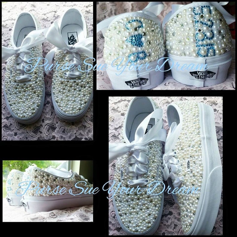 Custom Pearl and Crystal Rhinestone Bridal Vans Wedding Shoes Etsy