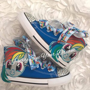 My Little Pony Custom Converse Swarovski Crystal Shoes Custom Shoes Rainbow Dash Converse My Little Pony Birthday
