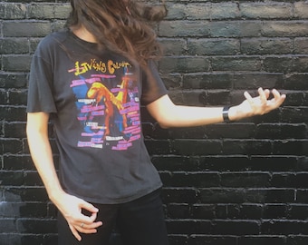 Vintage LIVING COLOUR: Time's Up 1990 T-shirt M w/Dinosaur T-rex Graphic