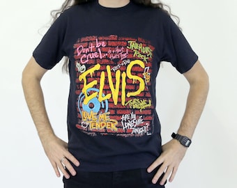 Vintage Elvis Presley Graffiti T-shirt Screen Stars Best Size L