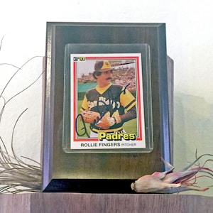Vintage signierte + gerahmte ROLLIE FINGERS Signierte 1981 Donruss Baseball Card