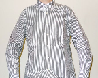 Vintage Long Sleeve TOMMY HILFIGER Striped Seersucker Button Up Shirt L