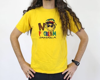 Vintage NO PROBLEM Jamaica Yellow T-shirt S