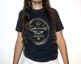 Carlsburg Brewery Denmark T-Shirt Gold on Black Size L