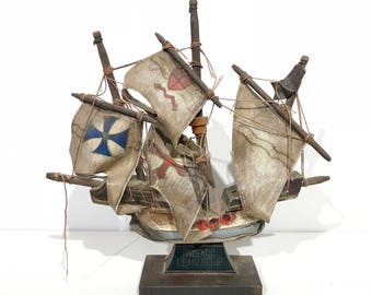 Vintage Model Hanseatic League Sailing Ship - Made in Japan