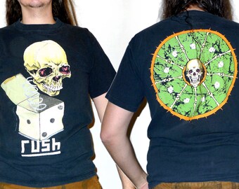 Very Rare Pushead Designed 'Jack in the Box' RUSH Roll The Bones Tour T-shirt Size L Vintage 1990s