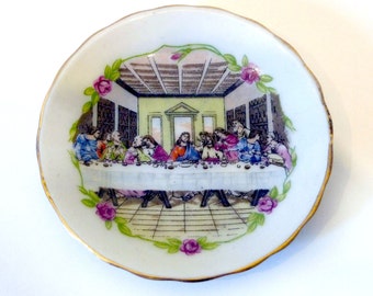 Small 3" Jesus Last Supper Painted Decorative Plate