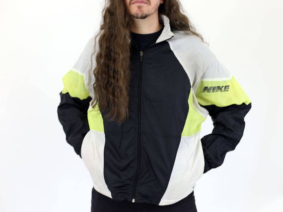 True Vintage NIKE Black, White & Neon Yellow Warm… - image 1